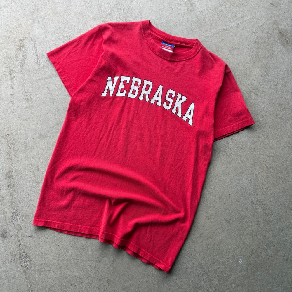Y2K Mens Champion Nebraska Huskers Collegiate Graphic T-Shirt Red Medium
